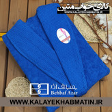 حوله پالتویی (تن پوش) بهباف آذر سایز لارج (125) طرح هارمونی رنگ آبی نفتی (کاربنی)
